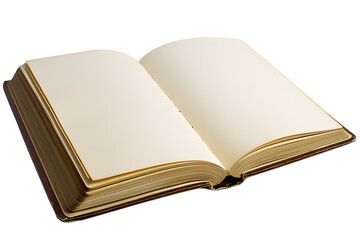 Blank opened notebook isolated on white background