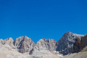 Aladaglar National Park. Cloudy mountain landscape. Transmountain trips. Trekking Aladaghlar. Turkey..