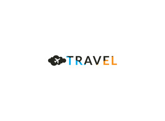 A typography plane logo with clean lines, symbolizing simplicity and elegance in travel.