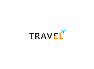 A typography plane logo with clean lines, symbolizing simplicity and elegance in travel.