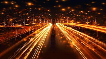Fototapeta na wymiar traffic on highway at night ,Ai generative