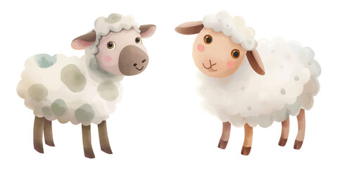 cute sheep soft watercolour vector illustration