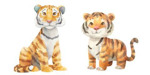 cute tiger watercolour vector illustration