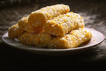 piles of uncooked rissoles, rissoles on a plate, fried rissoles.