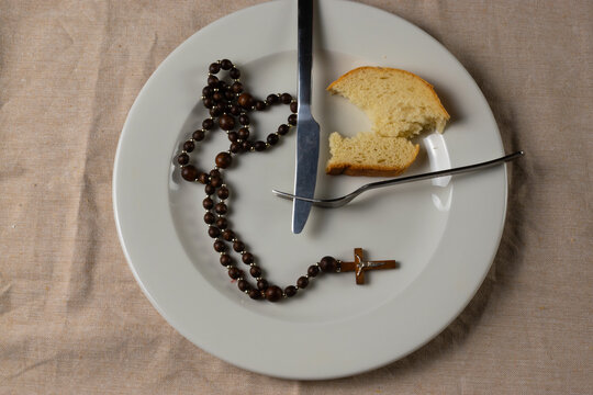 Lent season - bread, rosary