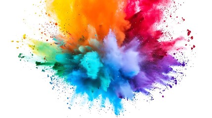 Fototapeta premium Colorful Holi powder on white background