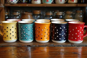 dots coffee mugs motif professional photography
