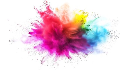 Colorful Holi powder on white background - obrazy, fototapety, plakaty