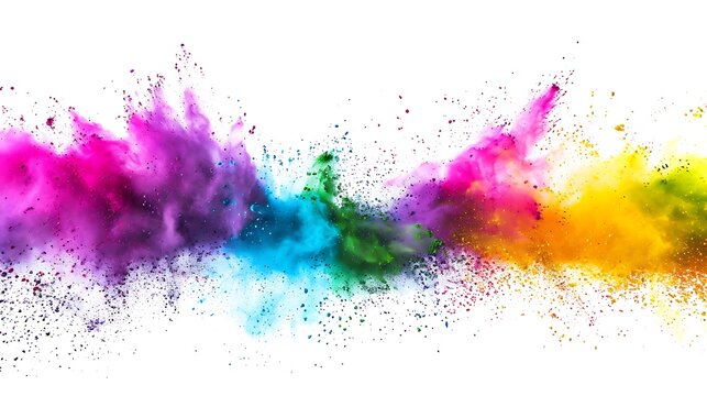 Colorful Holi powder on white background