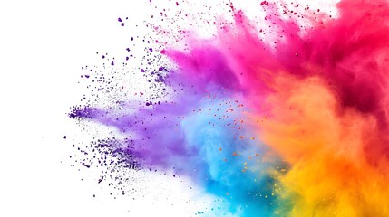 Colorful Holi powder on white background