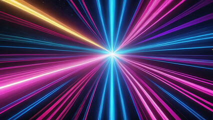 Fototapeta premium Laser abstract background blue pink lines moving out. the rays , the rays from the middle