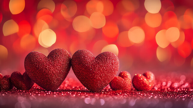 Happy valentines day shiny hearts bokeh background
