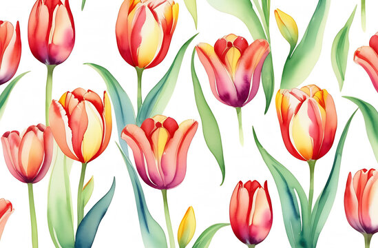 image of tulips in watercolor style
