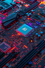 An Artificial Intelligent powered CPU on a motherboard with the text AI