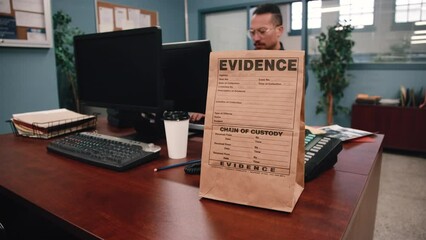 Steve African american police officer working in desk job