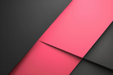 minimalist abstract background with a sharp diagonal divide between a deep black and a vivid pink section - obrazy, fototapety, plakaty