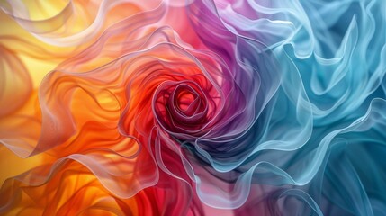Vibrant Chromatic Whirlwind: 3D Rendered Abstract Background in Swirl Style, Weaving a Kaleidoscopic Tapestry of Colorful Spirals and Dynamic Elegance 