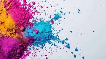 Fototapeta premium Colorful Holi powder on white background