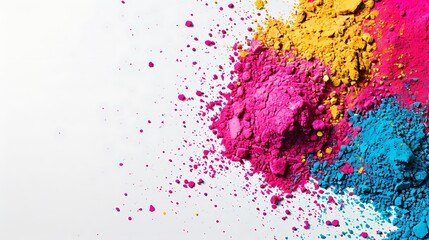 Obraz premium Colorful Holi powder on white background