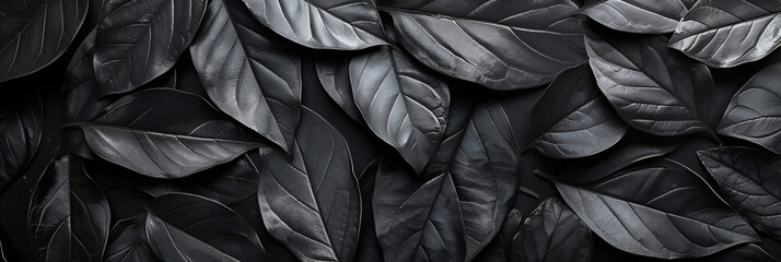 A black textured pile of black leaves seamless pattern dark background - obrazy, fototapety, plakaty