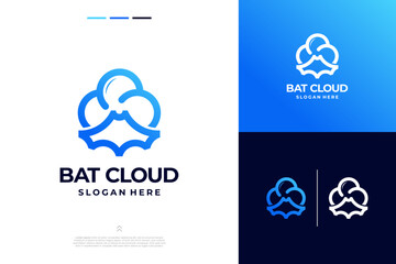 Bat cloud combine modern logo design