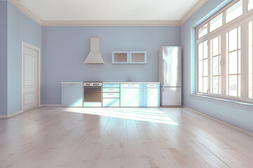Obraz premium Modern and Bright Empty Kitchen Interior