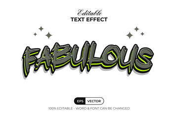 Fabulous Text Effect Sticker Graffiti Style. Editable Text Effect Vector.