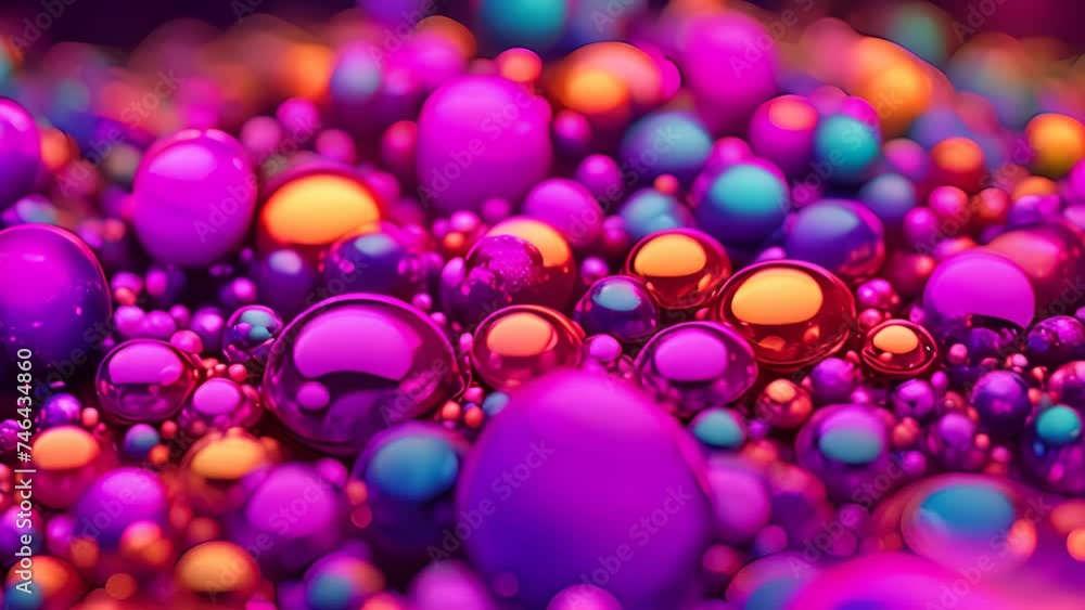 Poster abstract 3d animation of a colorful bubble background