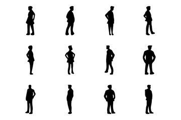 Silhouette of standing man icon set