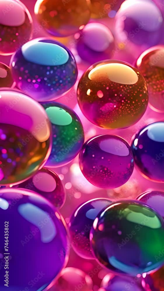 Poster abstract 3d animation of a colorful bubble background
