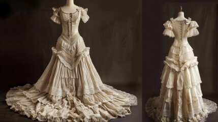 Naklejka premium Beautiful women's wedding bridal dress, white, with veil, which will look good on you Generative AI