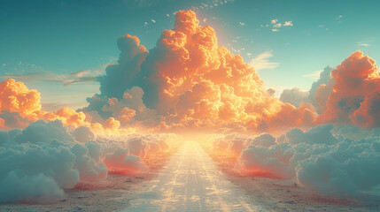 Road with cloudy weather. Created with Ai