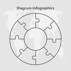 Diagram infographic for 8 steps, circle puzzle