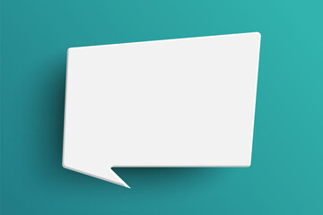 White rectangle speech bubble on green background