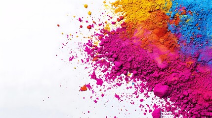 Fototapeta premium Colorful Holi powder on white background
