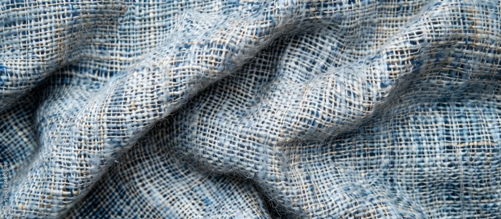Aufkleber macro close up of vibrant blue fabric texture with intricate pattern for design inspiration and back