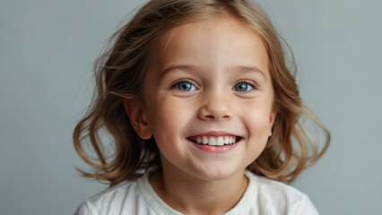 Happy smiling white child on light background