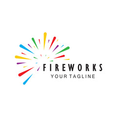 Fireworks logo design with creative colorful sparks in modern style.logo for business,brand,celebration,fireworks,firecrackers