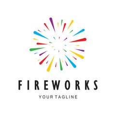 Fireworks logo design with creative colorful sparks in modern style.logo for business,brand,celebration,fireworks,firecrackers