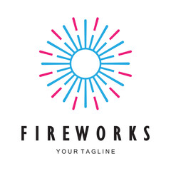 Fireworks logo design with creative colorful sparks in modern style.logo for business,brand,celebration,fireworks,firecrackers