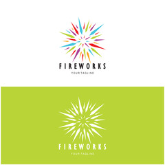 Fireworks logo design with creative colorful sparks in modern style.logo for business,brand,celebration,fireworks,firecrackers