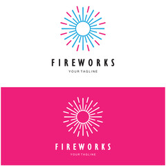 Fireworks logo design with creative colorful sparks in modern style.logo for business,brand,celebration,fireworks,firecrackers