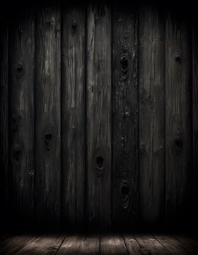 The image showcases the intricate texture of dark wood planks. The detail in the grain creates a moody and immersive atmosphere. AI Generative
