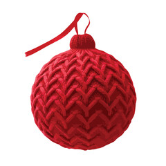 Christmas Red Knitted Bauble Ornament Clipart  isolated on white