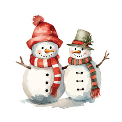 Christmas Snowmen  isolated on white background