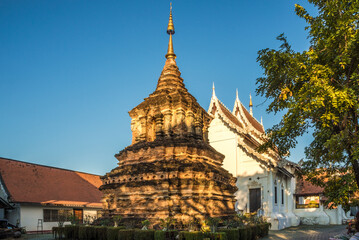 View at the Stupa near Wat of Jet Lin in the streets of Chiang Mai town in Thailand - 746440091