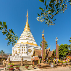 View at the Wat of Chiang Yuen in the streets of Chiang Mai town in Thailand - 746440261