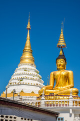View at the Big Buddha statue in Wat of Chiang Yuen in the streets of Chiang Mai town - Thailand - 746440283