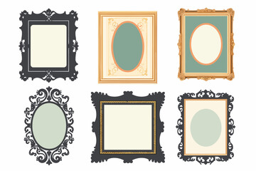 Set of Decorative vintage frames and borders. Vector design.