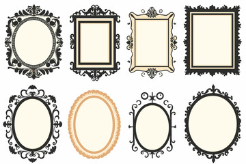 Set of Decorative vintage frames and borders. Vector design.